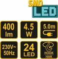 Lampa montážní 24 LED 4,5W/230V Vorel