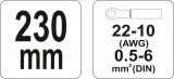 Kleště konektorové 230mm, 22-10(AWG), 0,5-6,00mm2 Yato