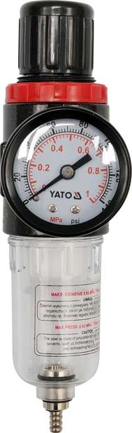Regulátor tlaku vzduchu 1/4", max. 0,93MPa, s filtrem (15ccm) Yato